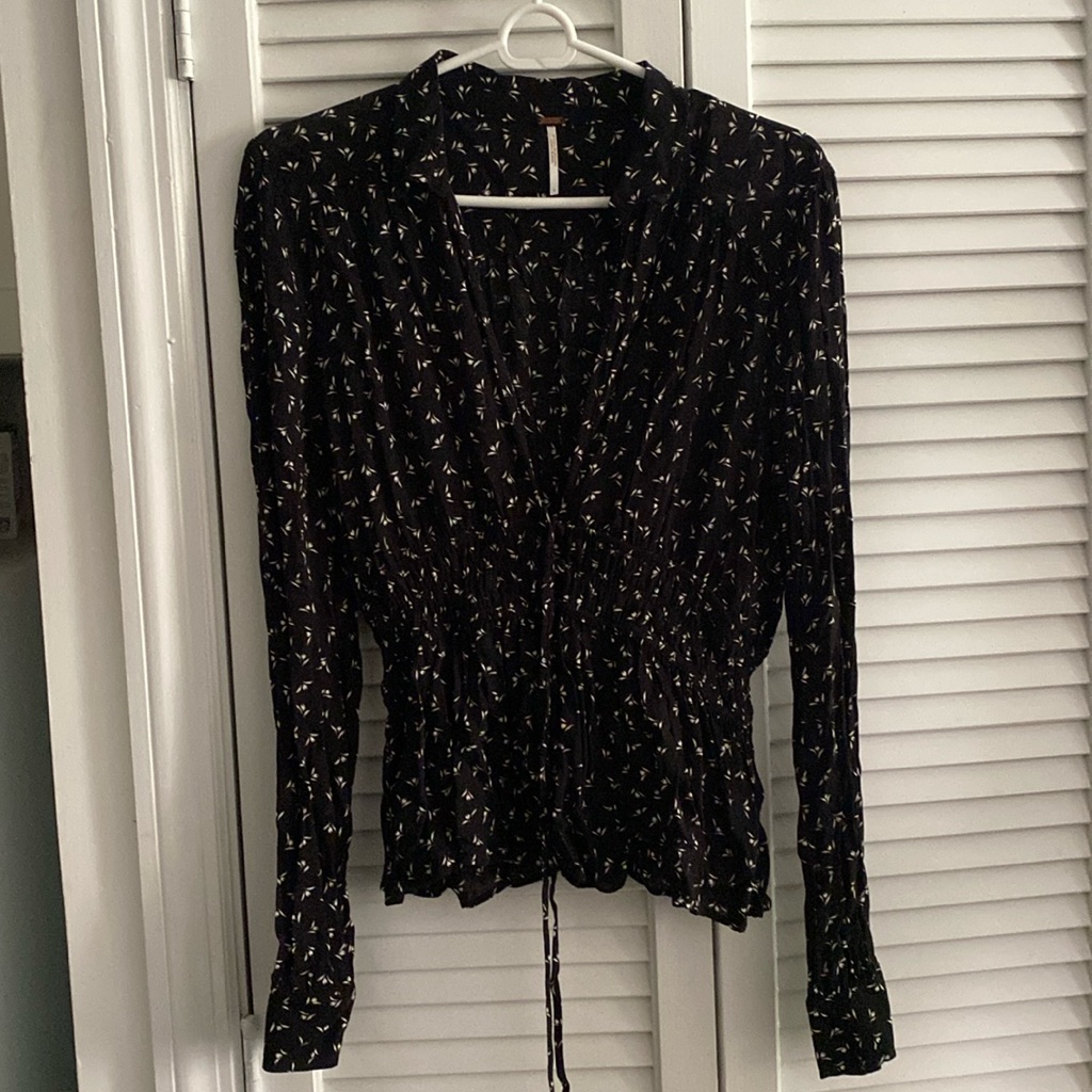 Floral Free People V-Neck Blouse, Sz L
